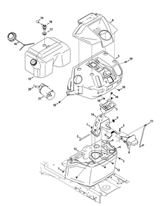 Fuel Tank And Dash Diagram and Parts List for XT2-LX42KW (Carb-13WGA1CS210)(2015) Cub Cadet Lawn Tractor